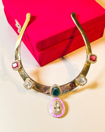 Celebrity-Inspired Handmade Brass Hasli Necklace Set