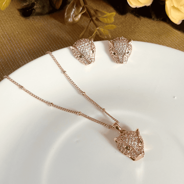 Kiasha Anti-Tarnish Celebrity Inspired Leopard Necklace & Stud Earring Set - Kiasha
