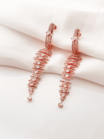 Kiasha's Celebrity-Inspired Rose Gold Plated Long Earrings