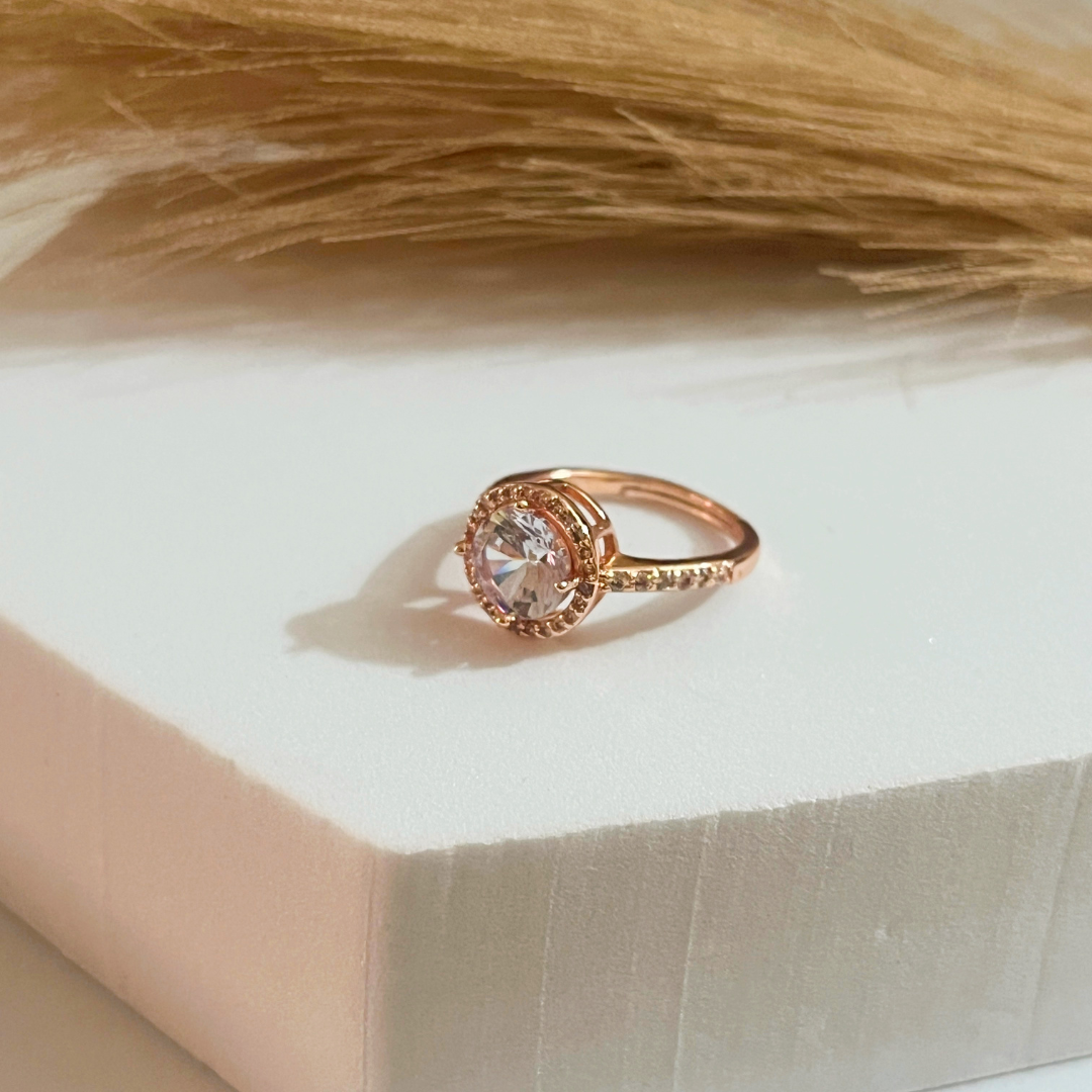 Rose Gold Plated Anti TarnishFinger Ring with CZ Stone - Kiasha 