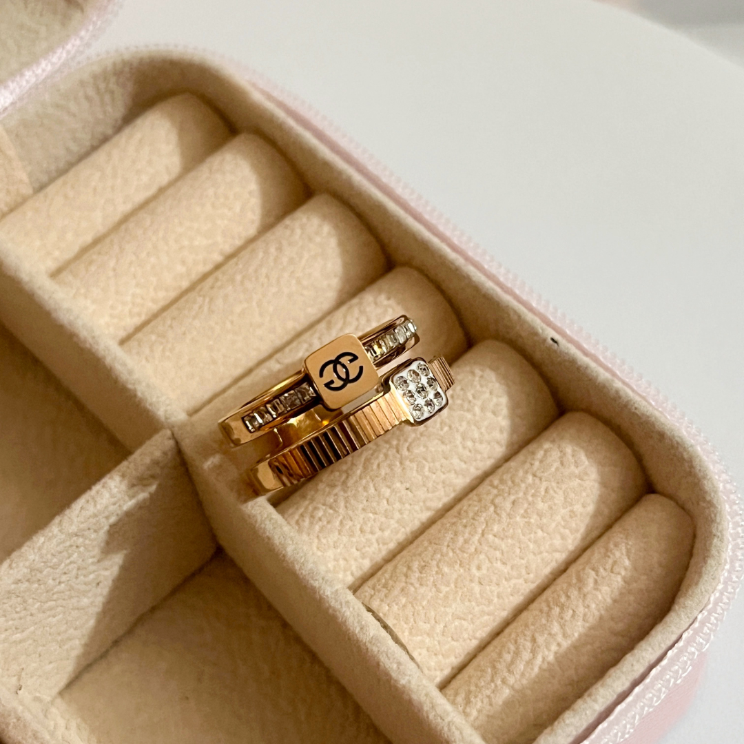 Rose Gold Plated Anti TarnishFinger Ring with CZ Stone(Design3) - Kiasha 