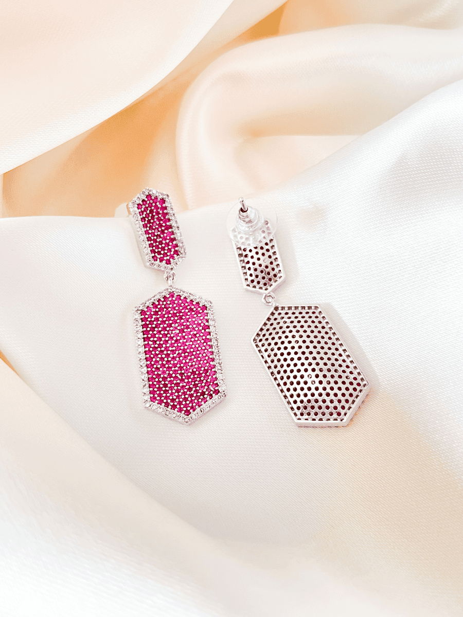 Zircon Earrings for women (Pink)