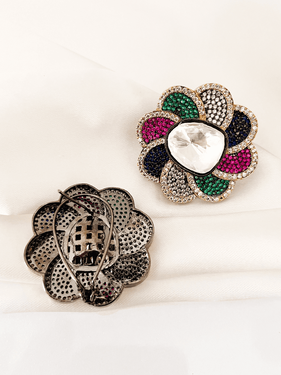 Premium Multicolor Cz and Kundan Studs Earrings