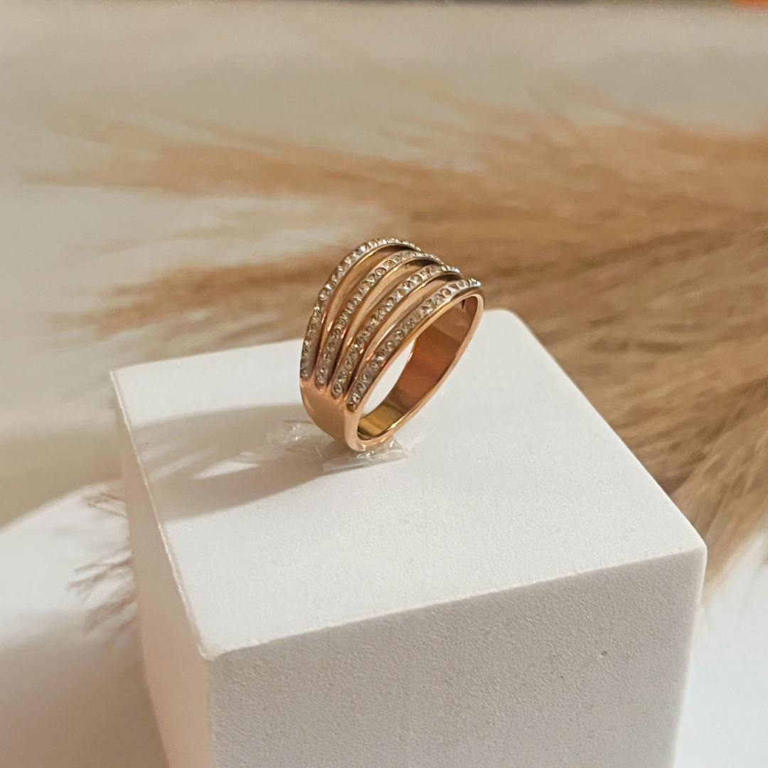 Rose Gold Plated Anti Tarnish Finger Ring with CZ Stone(Design2) - Kiasha 