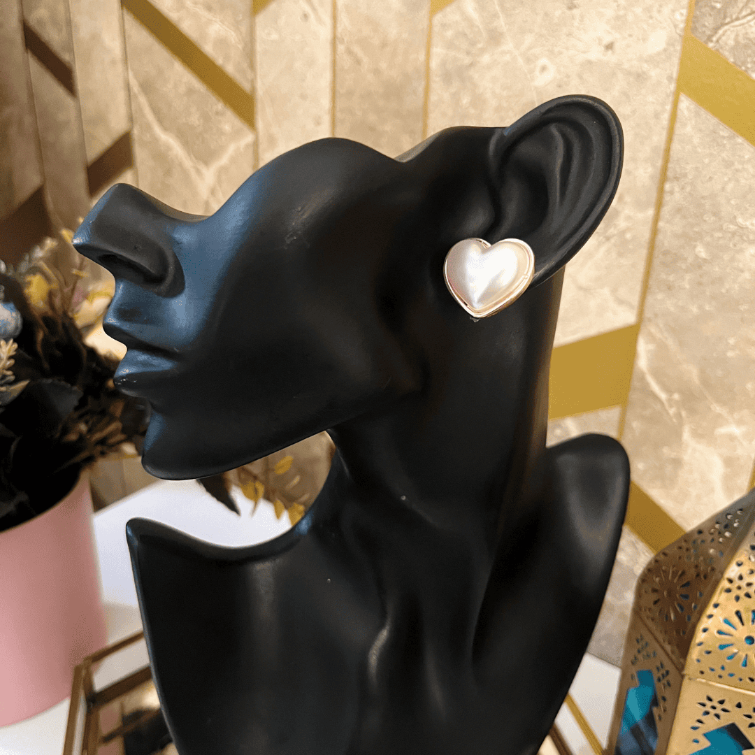 Kiasha Celebrity-Inspired Anti-Tarnish Heart Shape Earrings with Pearl Accents - Kiasha 