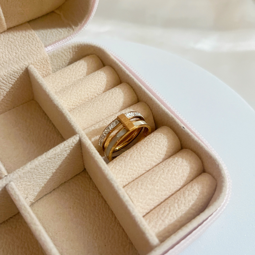 Rose Gold Plated Anti Tarnish Finger Ring with CZ Stone(Design4) - Kiasha 