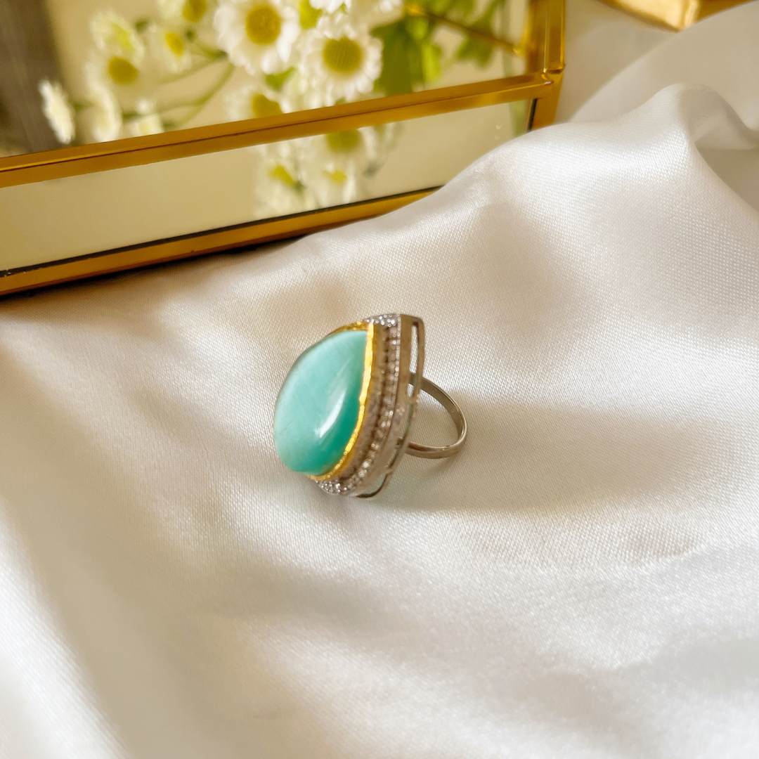 Royal Maharani Cocktail Ring For Women( mint green) - Kiasha 