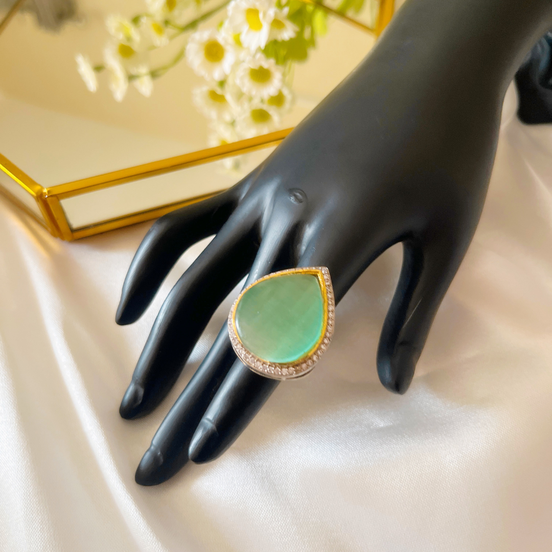 Royal Maharani Cocktail Ring For Women( mint green) - Kiasha 