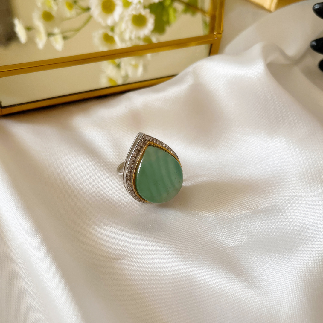 Royal Maharani Cocktail Ring For Women( mint green) - Kiasha 