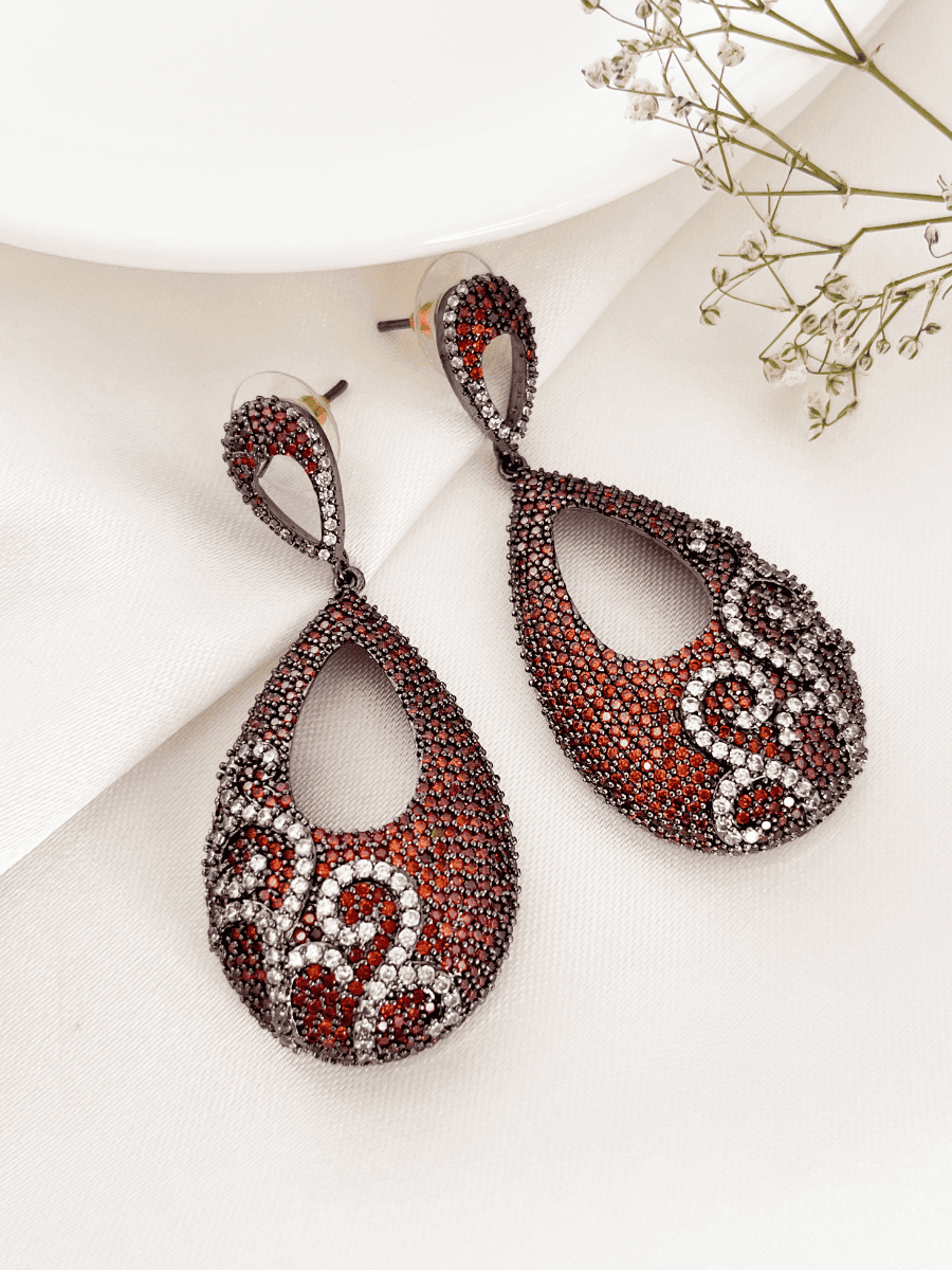 Zircon Drop Earrings for women (Brown)