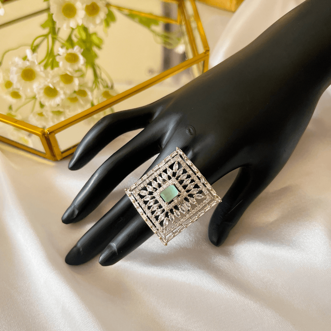 Square Shape American Diamond Ring - Kiasha 