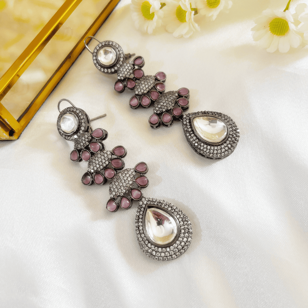 Celebrity style premium uncut kundan arrings - Kiasha 