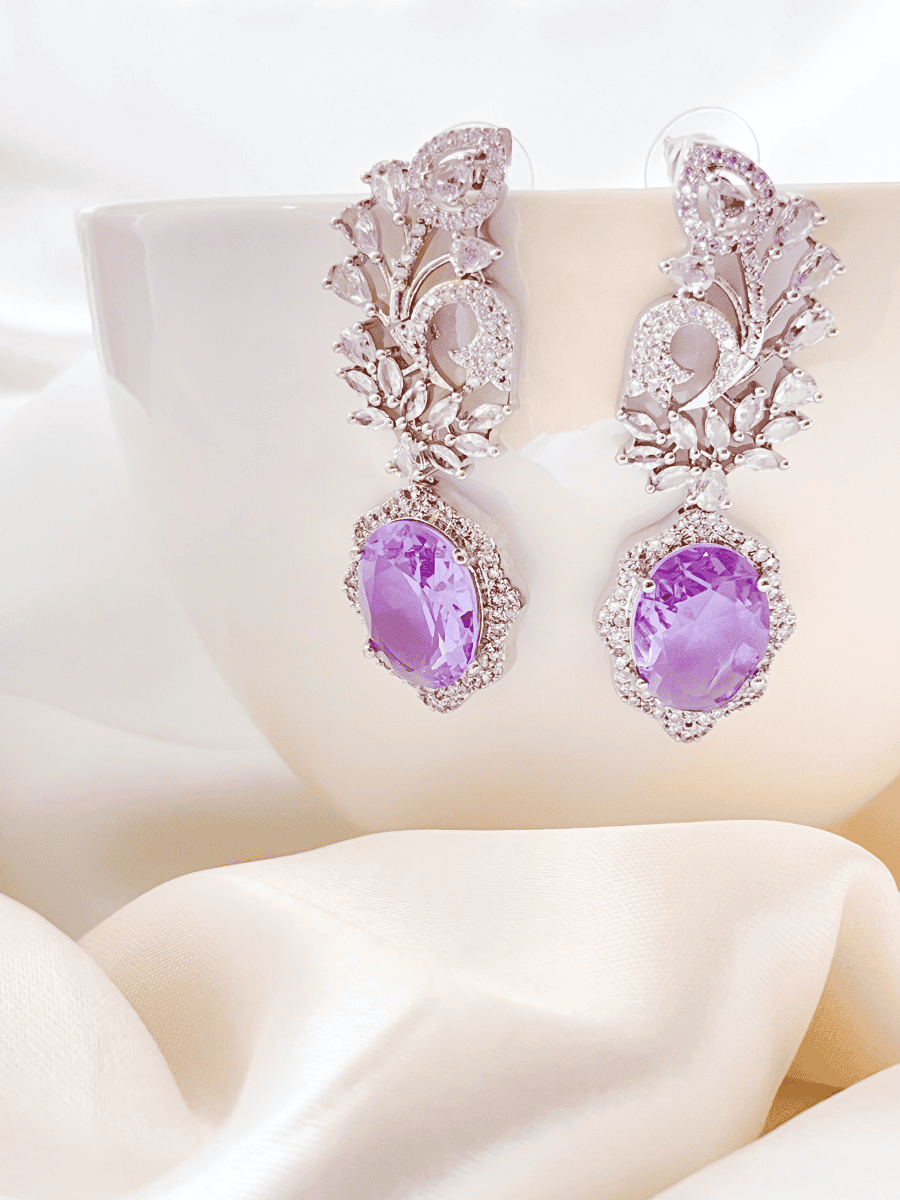 Zircon Earrings for women (Pink)