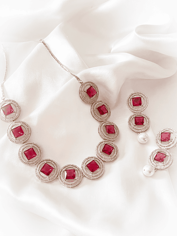 Celebrity style Cz Necklace set for women