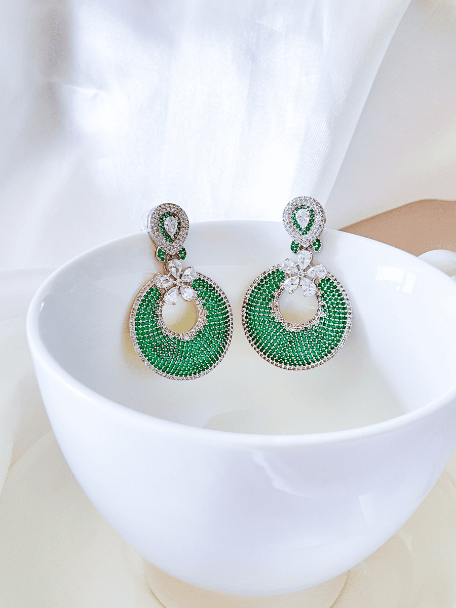 Zircon Earrings for women (Green)