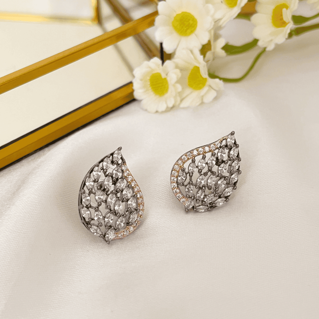 Victorian Plated Cz Stone Studs Earrings For Women - Kiasha 