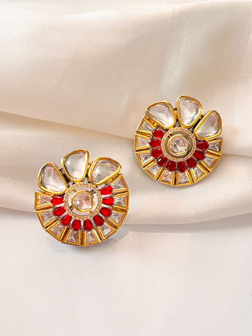 Kundan Round Shape Studs Earring for Women