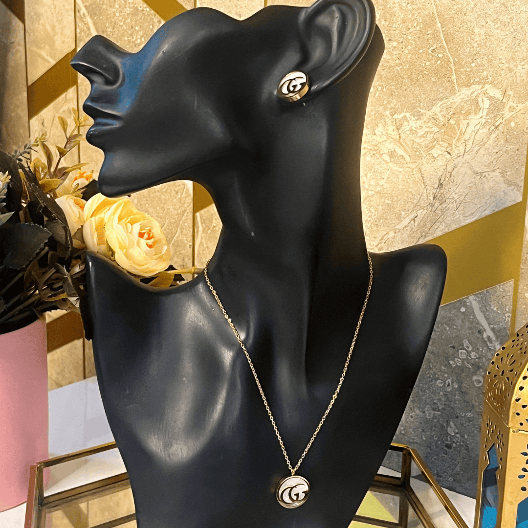 Kiasha Anti-Tarnish Necklace with Stud Earrings Set for Effortless Glamour - Kiasha 