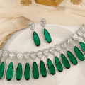 Celebrity-Inspired Necklace with Premium Emerald Green Glass stone and CZ Stones - Kiasha 