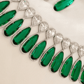 Celebrity-Inspired Necklace with Premium Emerald Green Glass stone and CZ Stones - Kiasha 