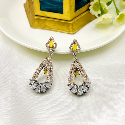 Victorian Plated Cz stone Studded Earring For Women - Kiasha 