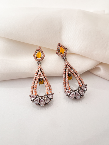 Victorian Plated Cz stone Studded Earring For Women