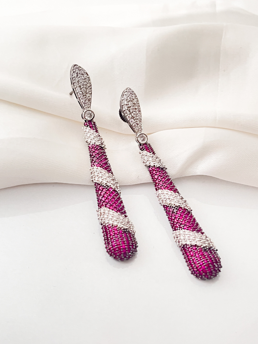 Glamourous Diva Drop Earring Wine Colour