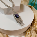 CZ Necklace in Rhodium Plating by Kiasha Jewellery (Lavender) - Kiasha 