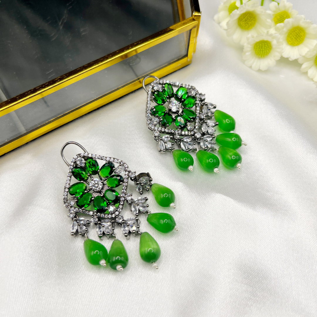 Celebrity style designer emerald antique earrings - Kiasha 