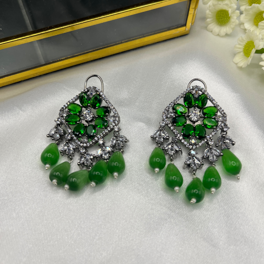 Celebrity style designer emerald antique earrings - Kiasha 