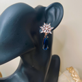 Premium Cz and Mid Night Blue Glass Stone Earring - Kiasha 