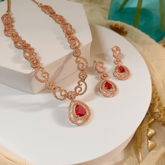 Rose Gold Plated Necklace set for Women - Kiasha 