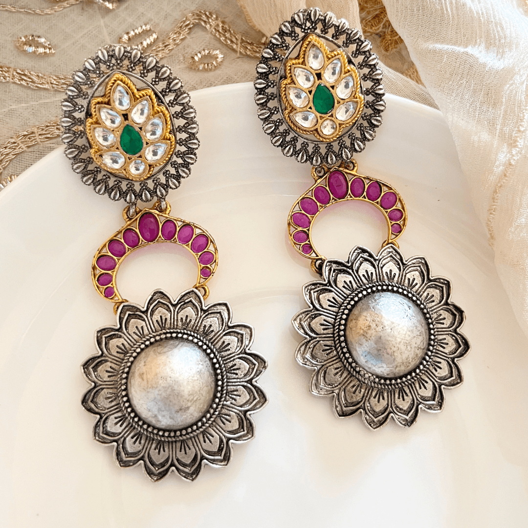 Antique plated 92.5 Amarpali earring for women - Kiasha 