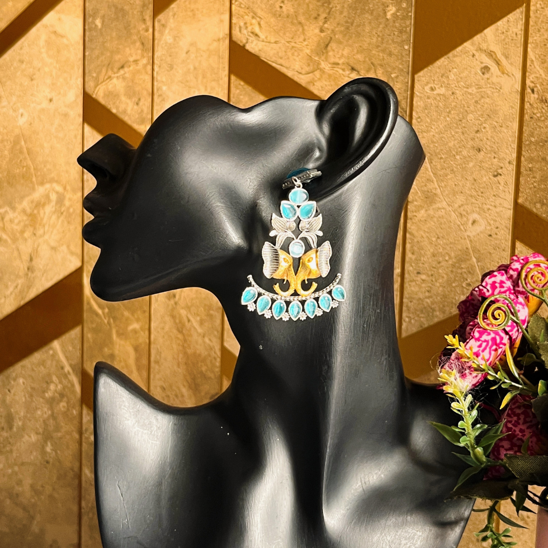 Antique plated 92.5 Amarpali earring for women - Kiasha 