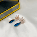 Premium Cz and Mid Night Blue Glass Stone Earring - Kiasha 