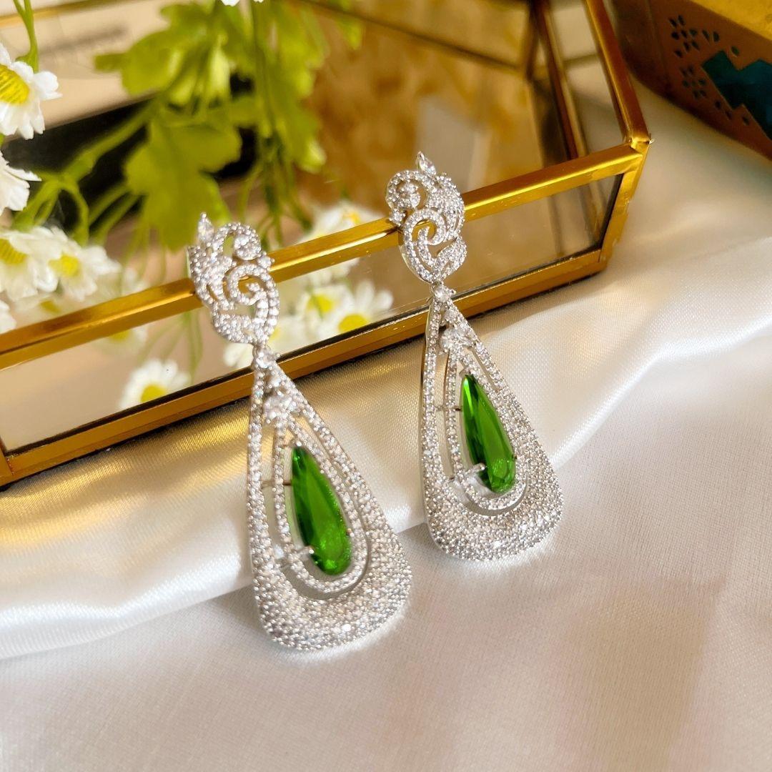 Cubic Zirconia (Cz) Drop Earrings for Women - Kiasha 