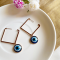 Kiasha Celebrity-Inspired Rose Gold Evil Eye Earrings - Kiasha 