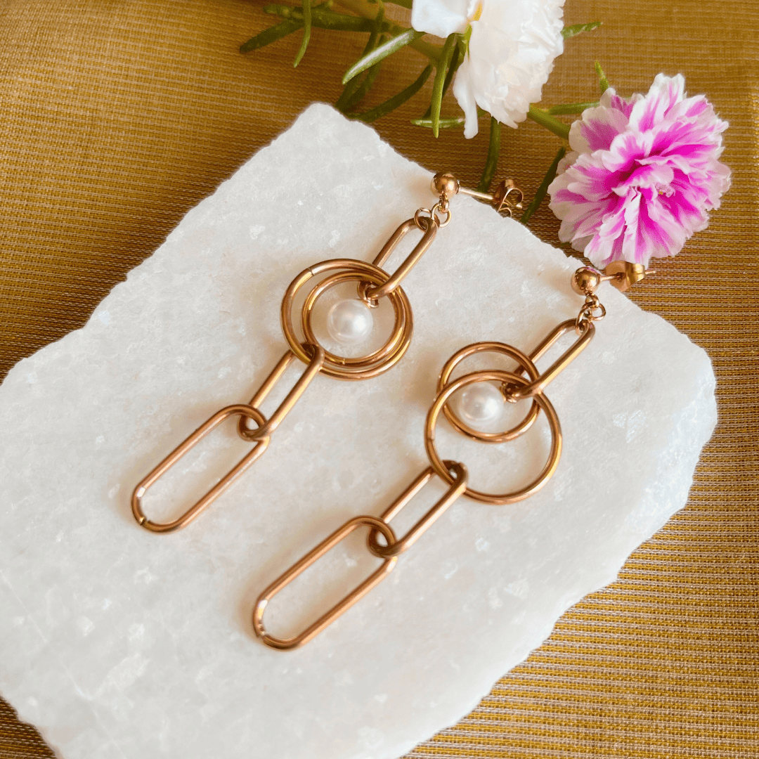 Kiasha Anti Tarnish Rose Gold Earrings for Daily Sophistication - Kiasha 