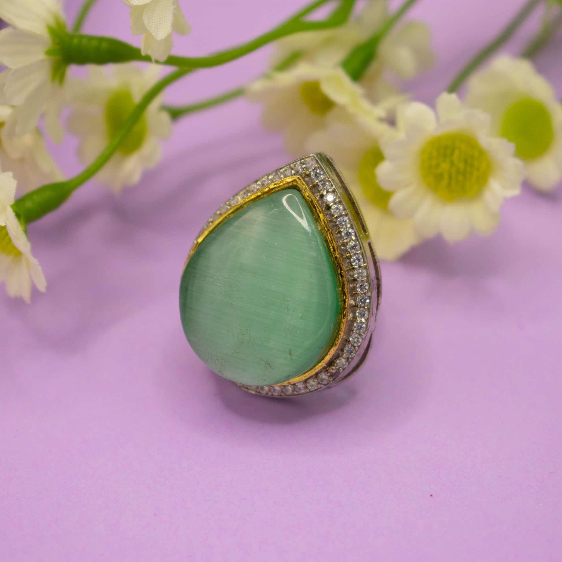 Royal Maharani Cocktail Ring For Women( mint green) - Kiasha 