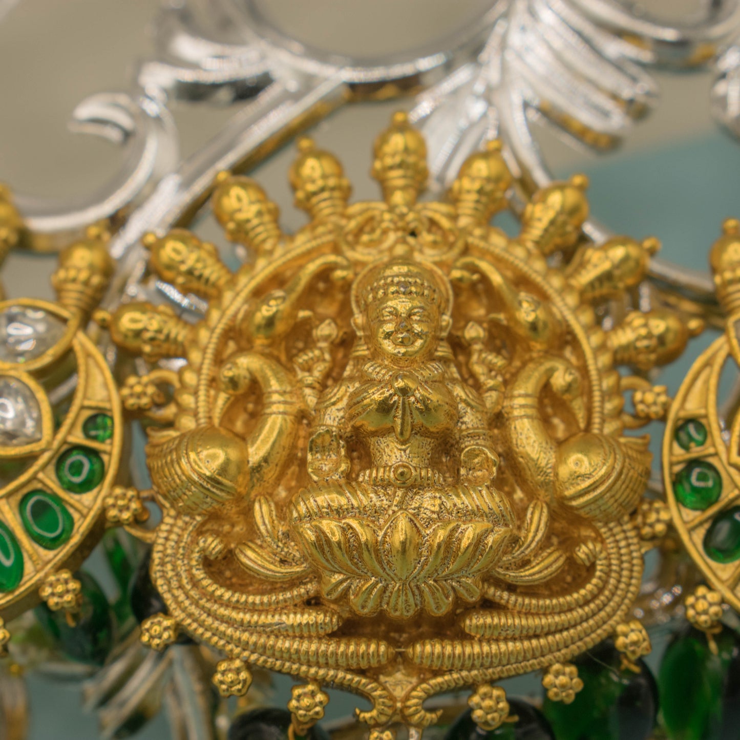 Handmade Temple Choker Necklace with Goddess Lakshmi Engraved - Kiasha 