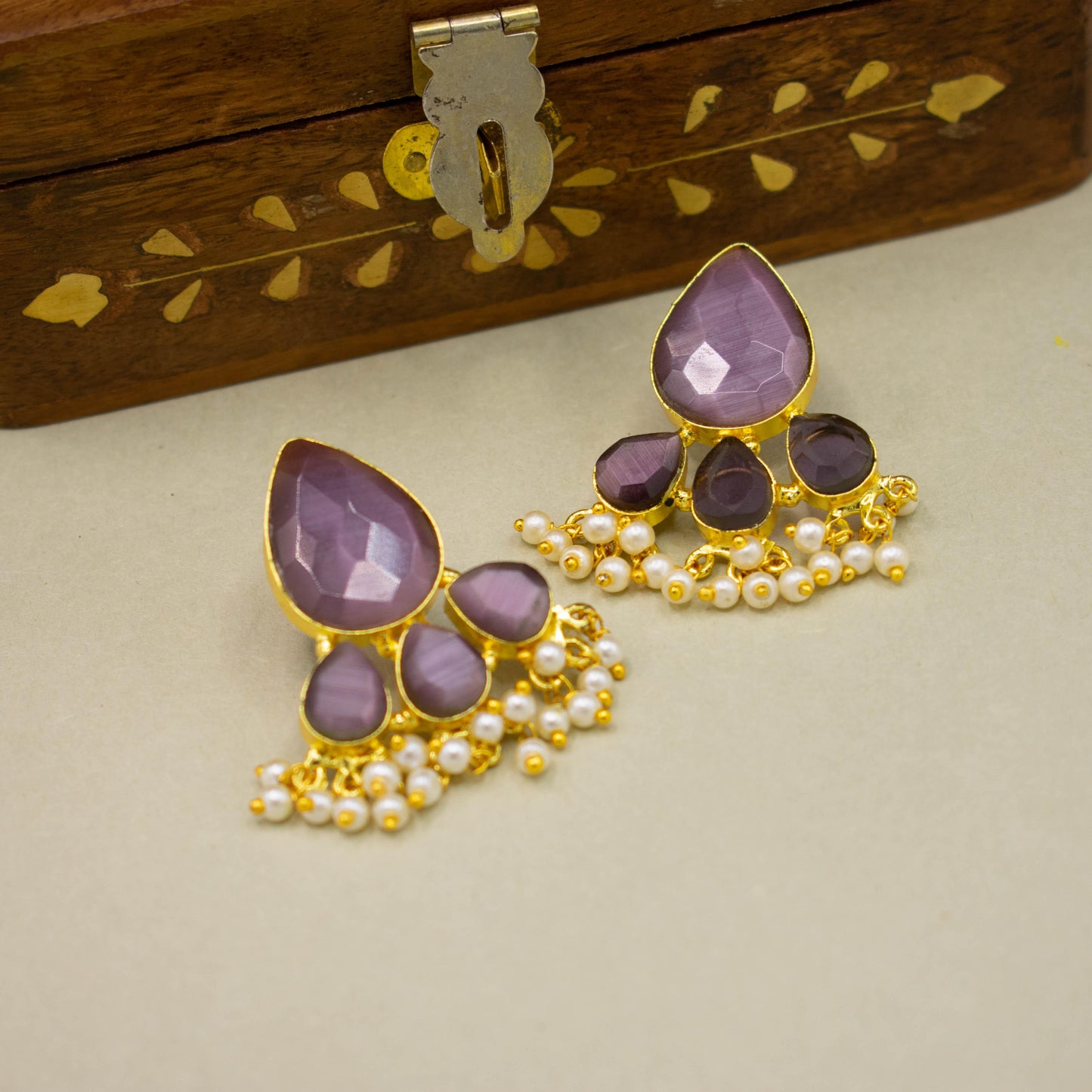 Natural Stone Studs Earrings - Kiasha 