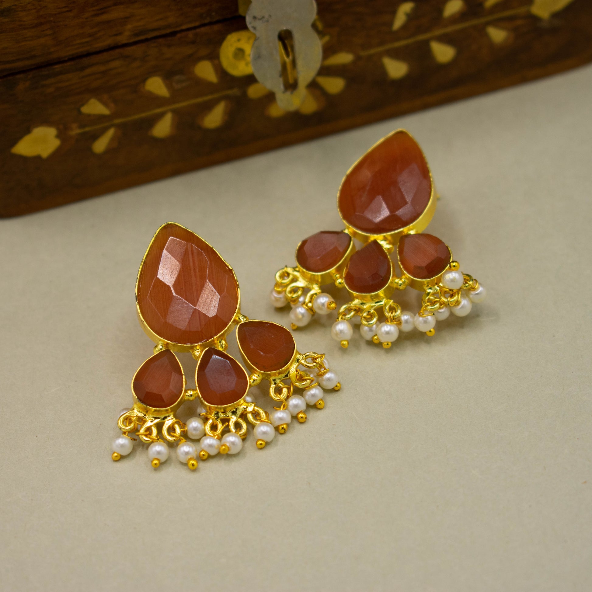 American diamond and doublet stone earrings - Kiasha 