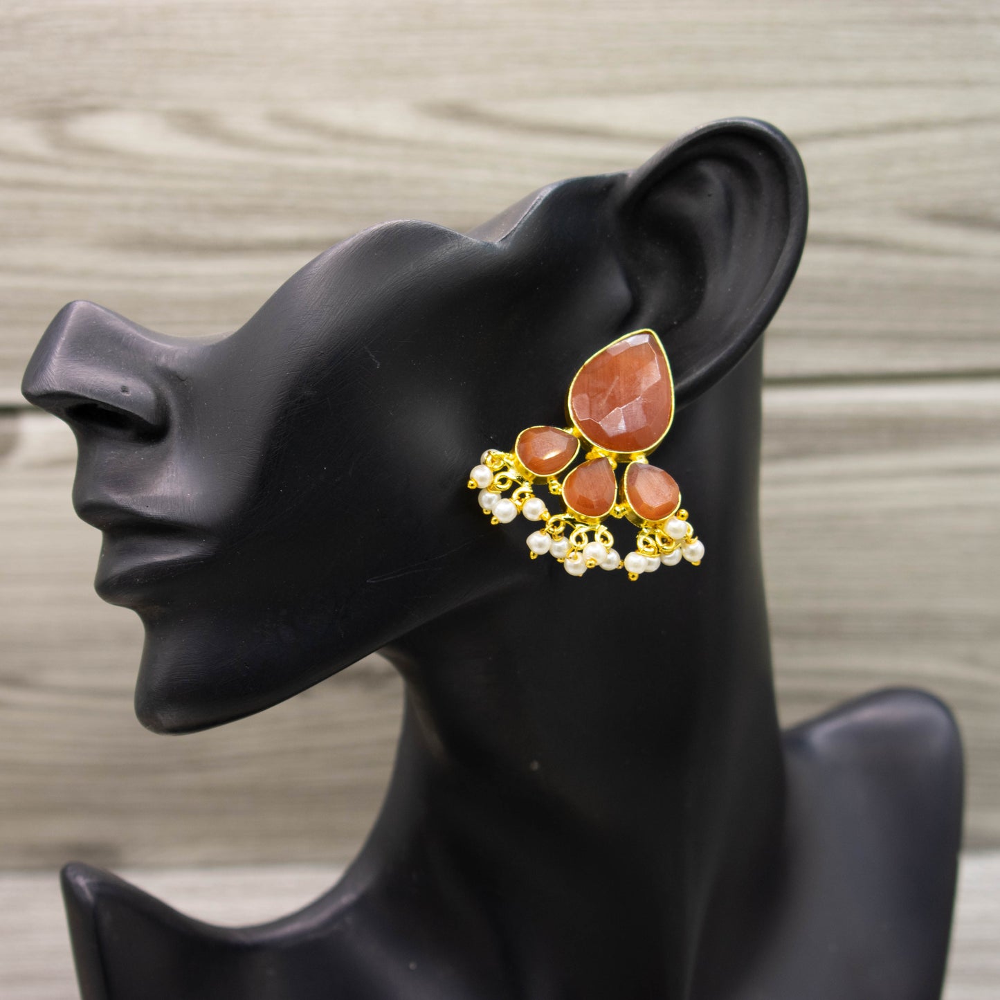 American diamond and doublet stone earrings - Kiasha 