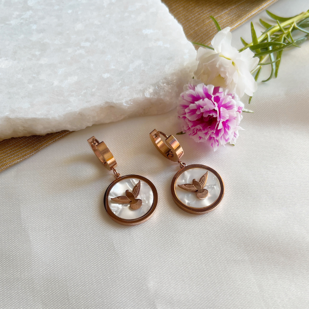 Rose Gold Minimalist Earrings Everyday Glamour - Kiasha 