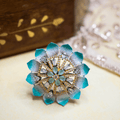 Flower Shape Ring With Gold plated brass with American Diamond - Kiasha 