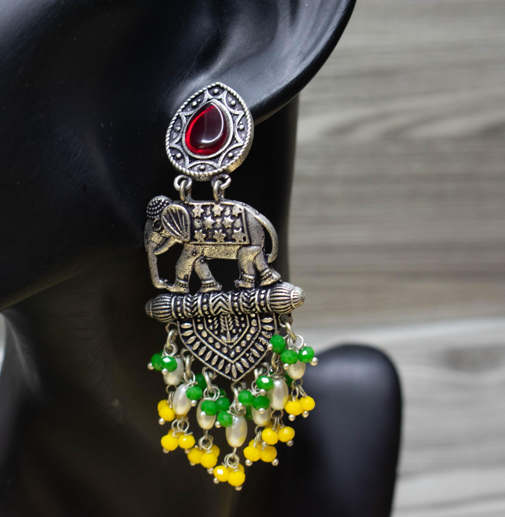 Celebrity Inspired Elephant Engraved 92.5 Silver Earrings - Kiasha 