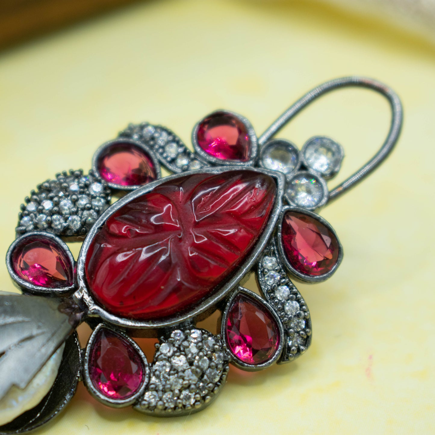 Celebrity Inspired cubic zirconia and amarpali stones earrings - Kiasha 