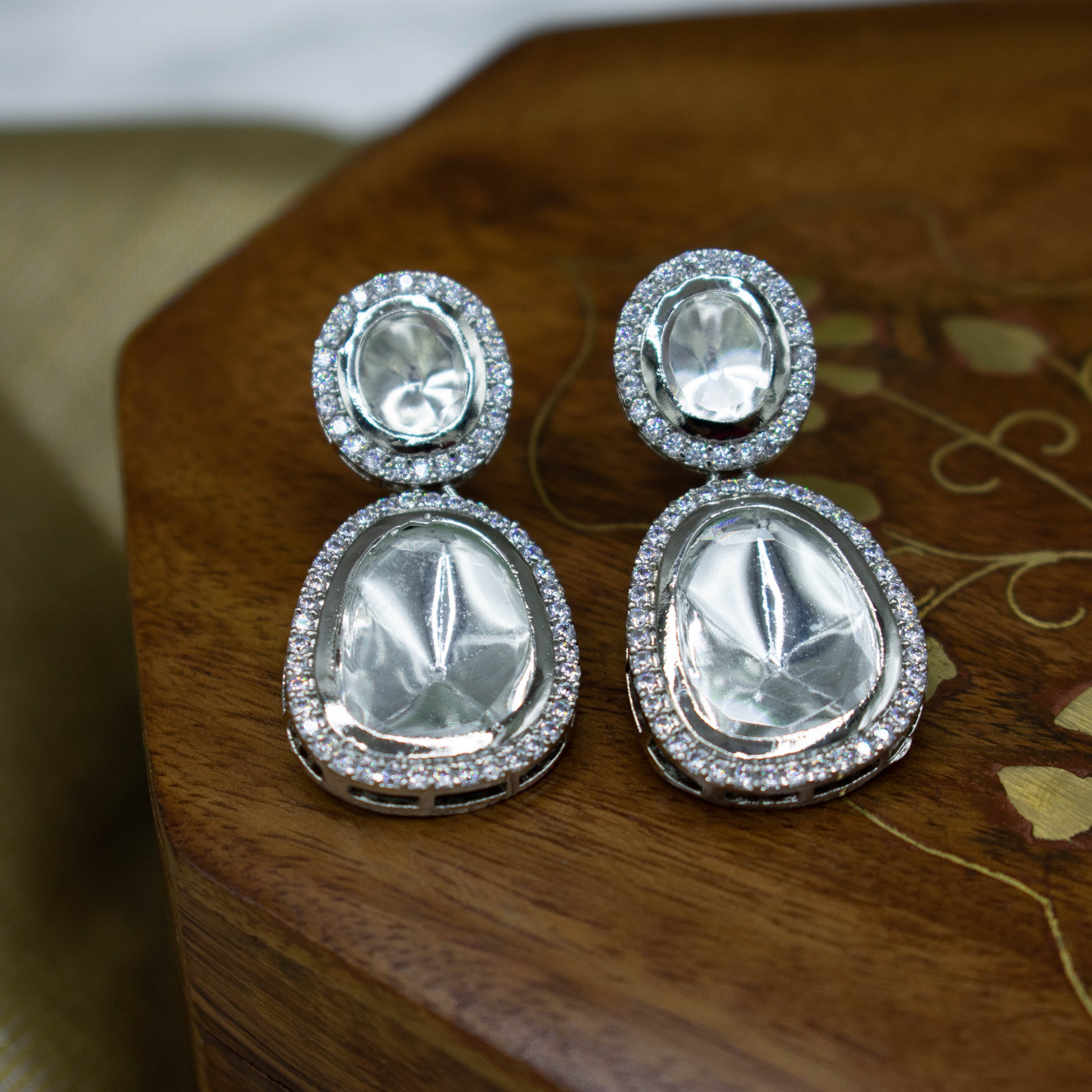 Uncut Kundan Earrings for women - Kiasha 