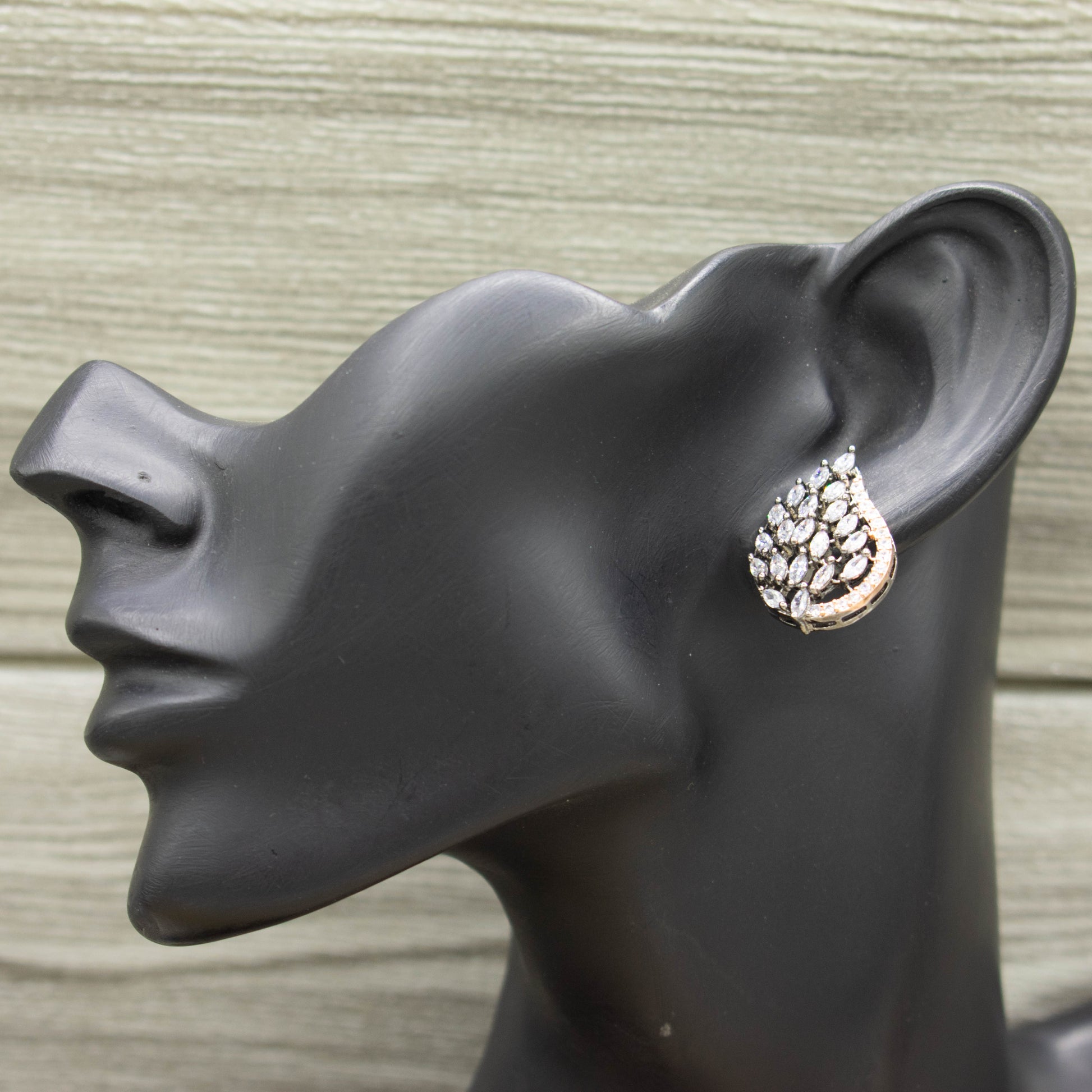 Victorian Plated Cz Stone Studs Earrings For Women - Kiasha 