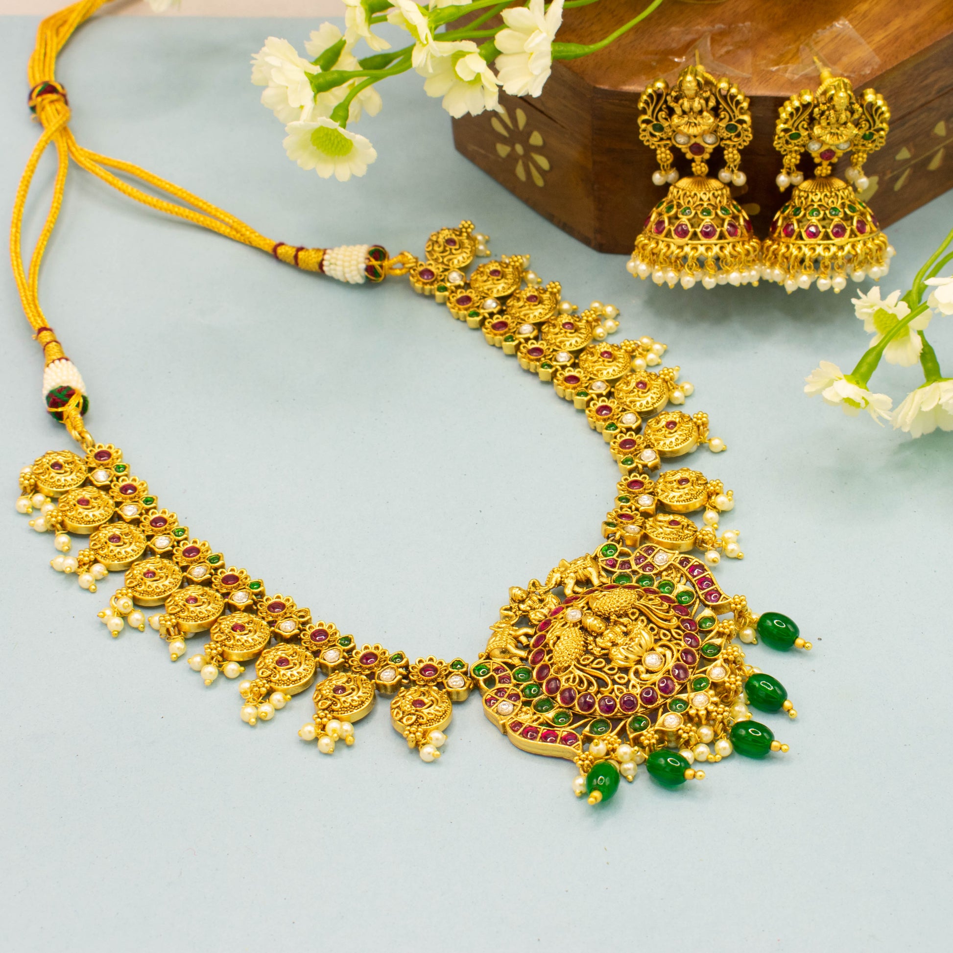 Lakshmi Engraved Temple Necklace for Women - Kiasha 